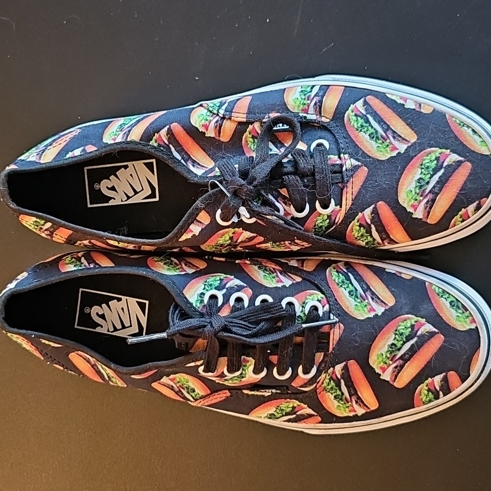 Vans Authentic Classic Late Night Snack Hamburger Print Sneakers Size 9.5